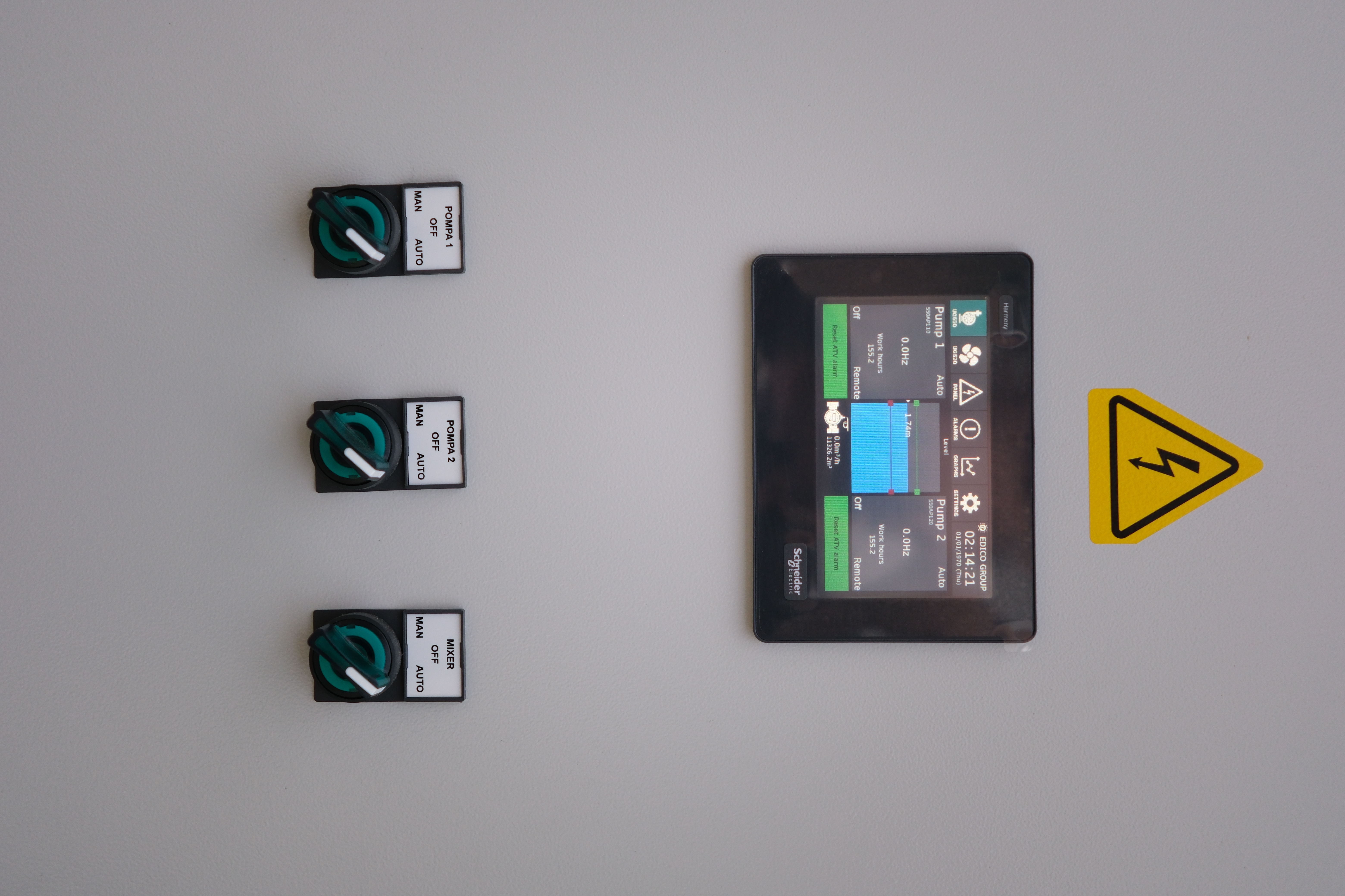 Panel elektrik me HMI per llum dhe polimer